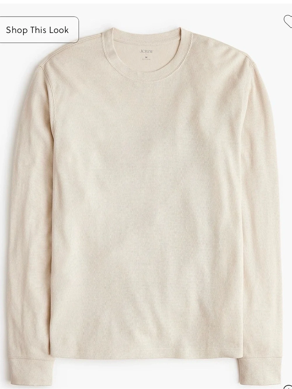 J. Crew Men's Crewneck thermal long sleeve shirt in Ivory